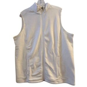 Lands' End Women's Ivory Fleece Zip-Up Vest Size Large Casual